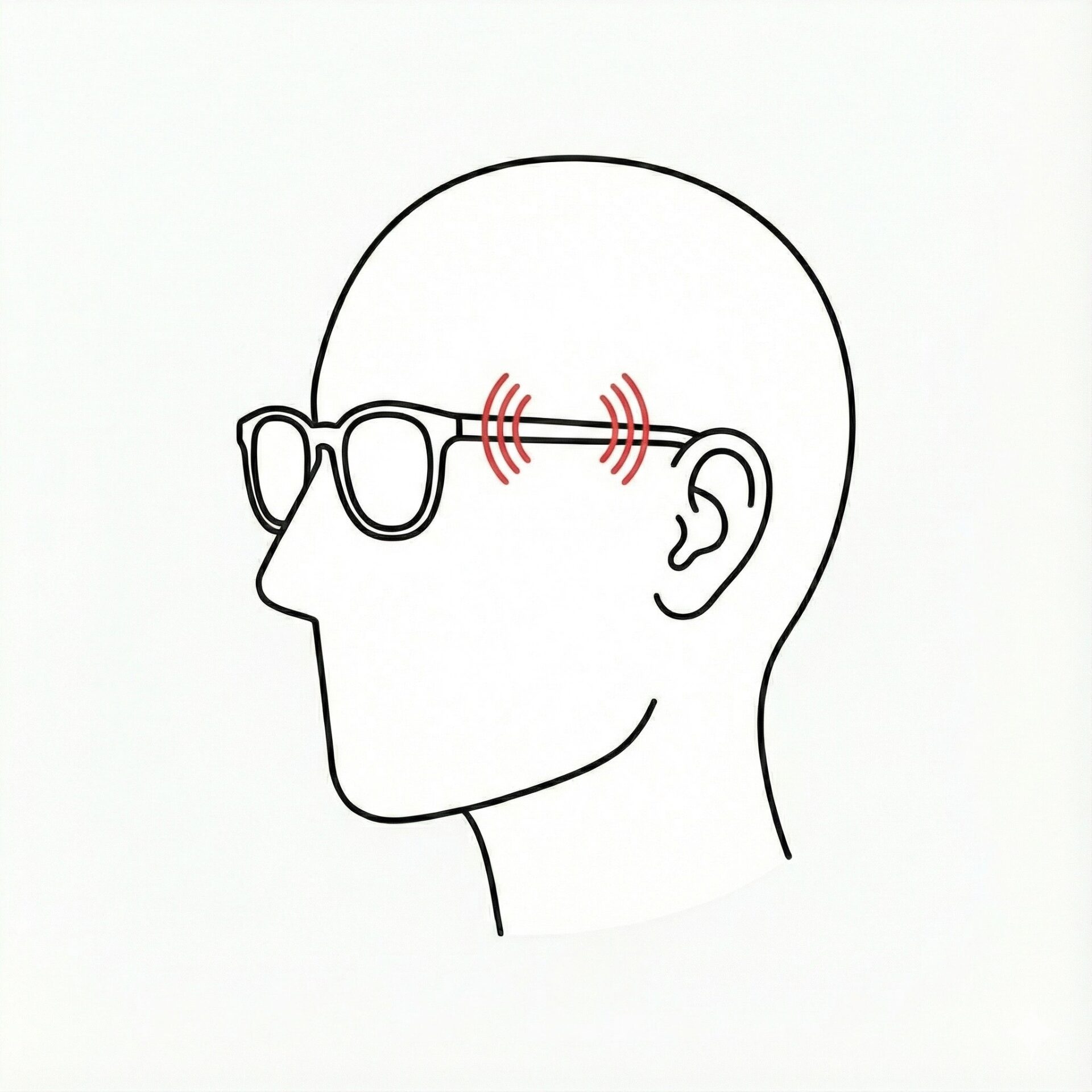 金属アレルギーでメガネをかけるとこめかみ付近がかぶれる構図アイキャッチ